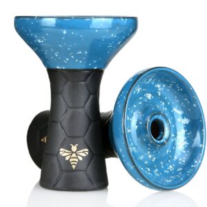 Bee Hookah Phunnel Black - Half Glazed Blue White