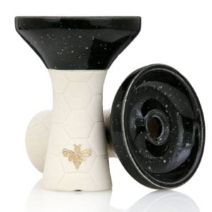 Bee Hookah Phunnel White - Half Glazed Black White